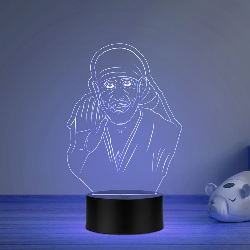 3D Illusion Sai Baba Night lamp multicolored Light Office and Pooja Room Decor